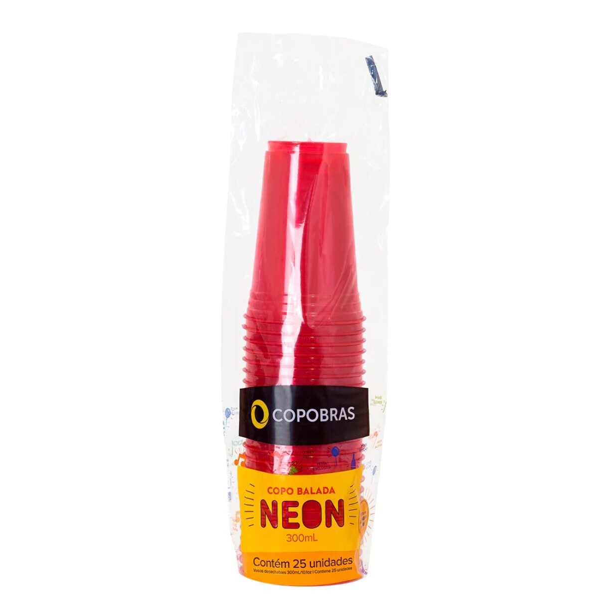 Vaso Neon Copobras 300ml x25 - Rojo 