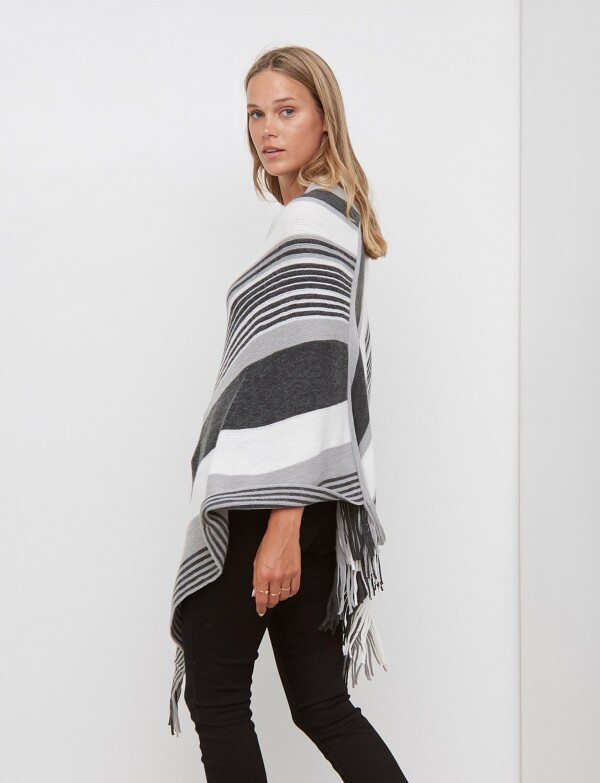 Poncho Lineas NEGRO/GRIS