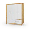 Ropero 4 Puertas 4 Cajones Madera Natural - Mari Blanco