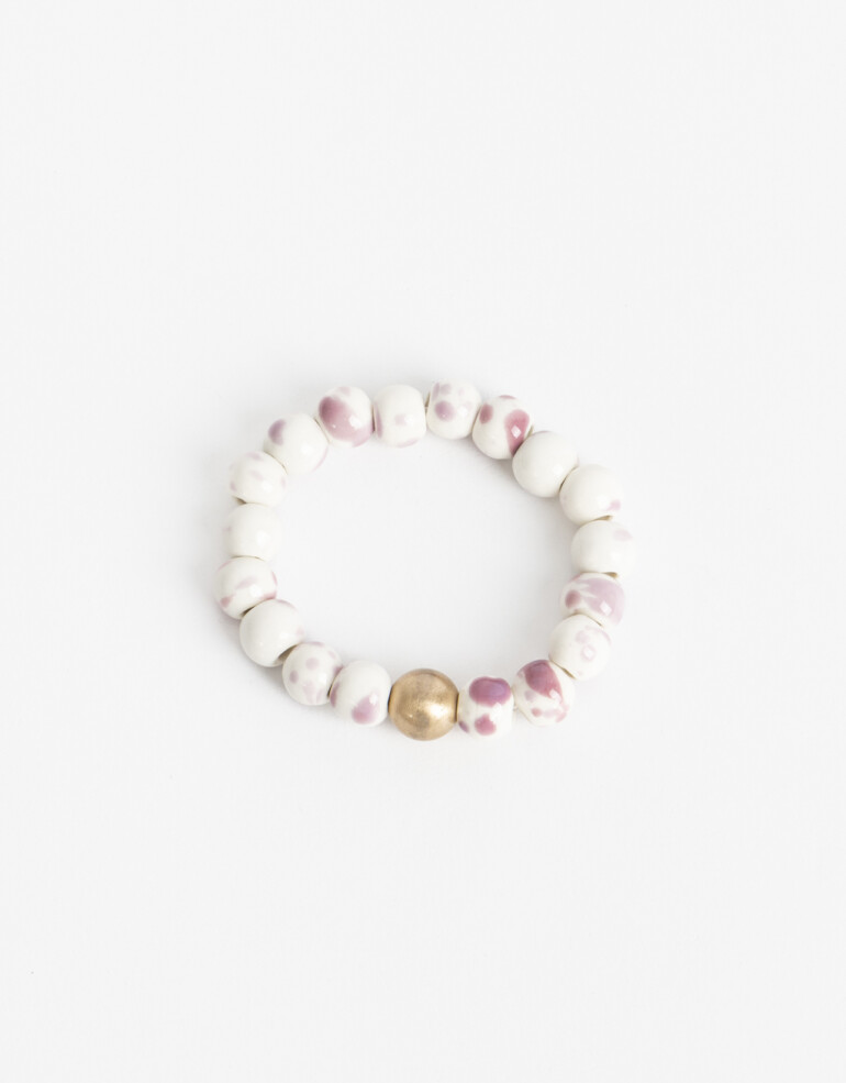 Pulseras Elásticas Color Pulsera Elástica Bolones Cerámica - Dorado