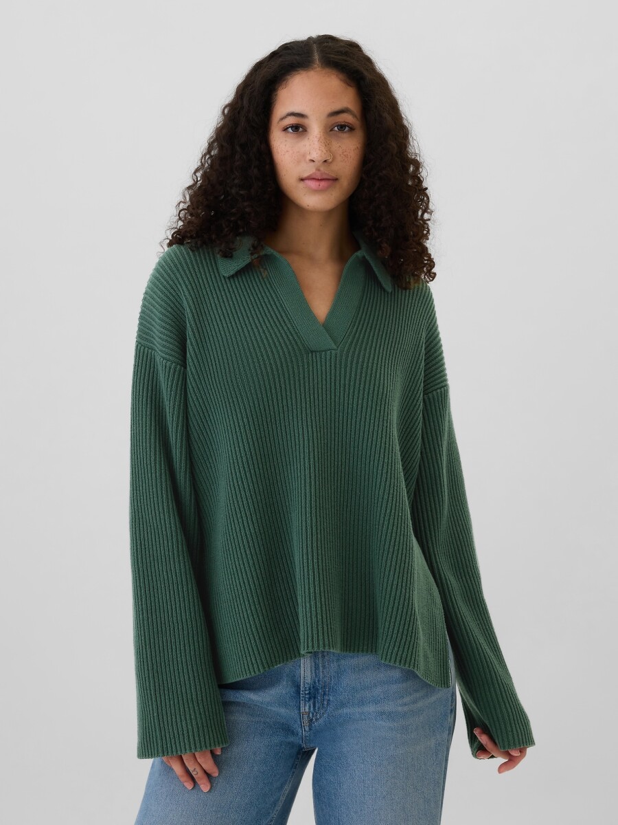 Buzo Tipo Polo Mujer - Moores Green 