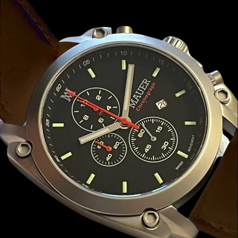 Reloj Mauer Sandblasted Silver 44 mm Leather