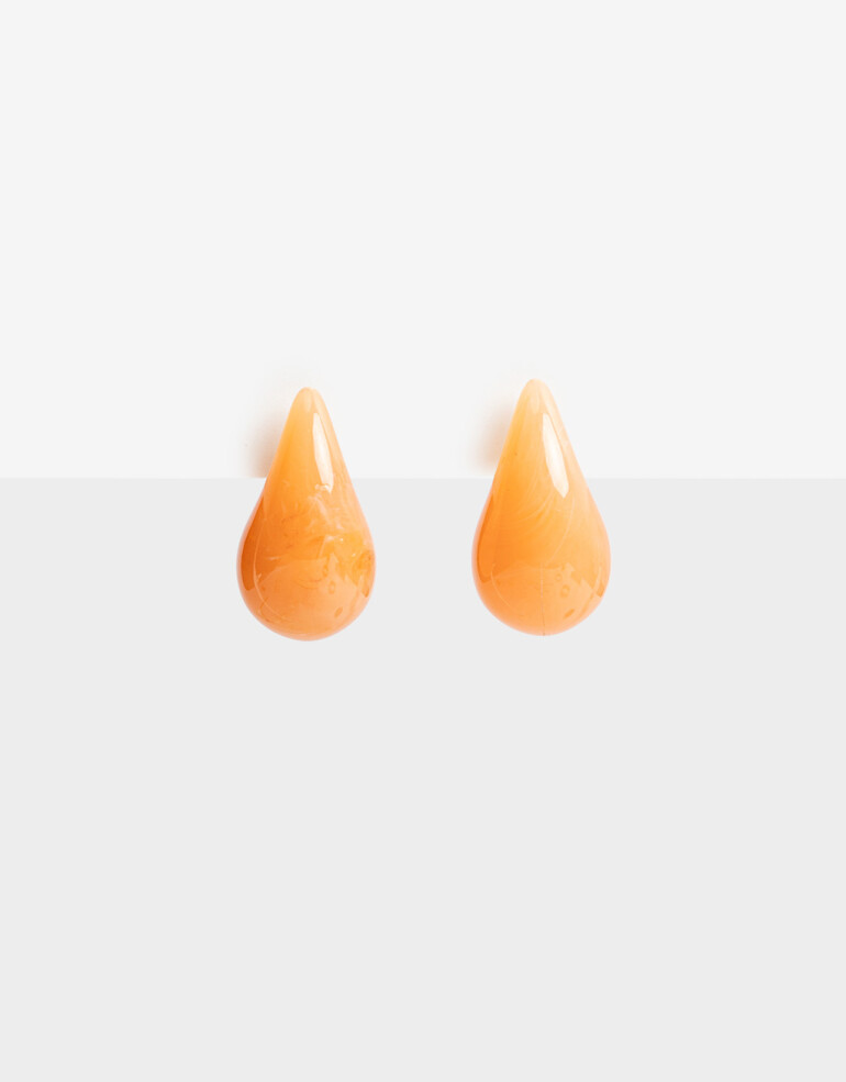 Aros Colgantes Cortos Color Aro Corto Gota De Resina - Naranja Medio