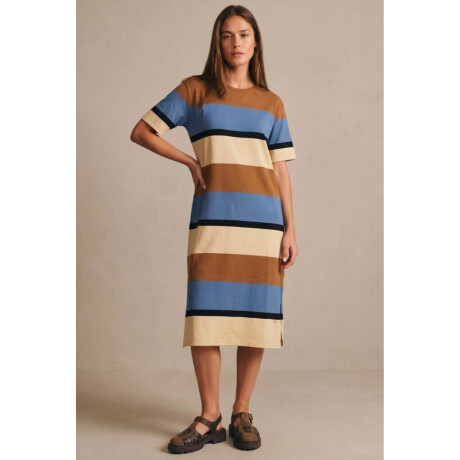 Vestido Tejido A Rayas Ceruleo