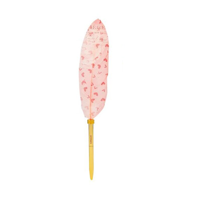 Lapicera Pluma Top Model Rosa Corazones