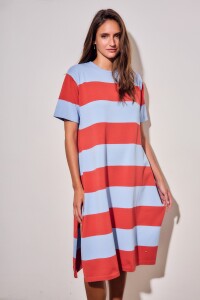 Vestido Tejido A Rayas Rojo