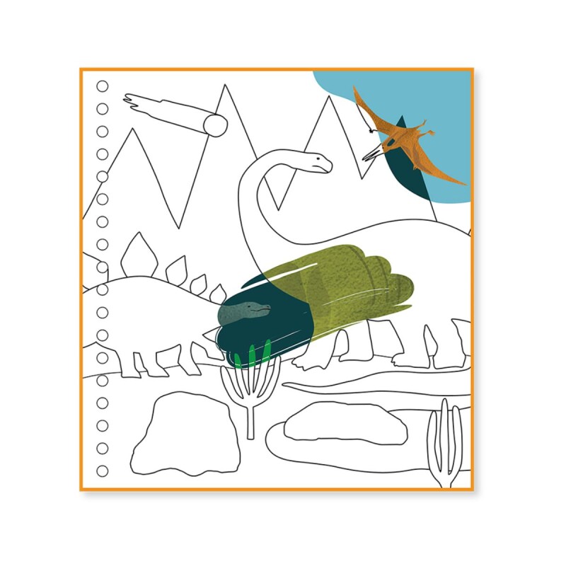 Libro con stickers para colorear y jugar Dinosaurios