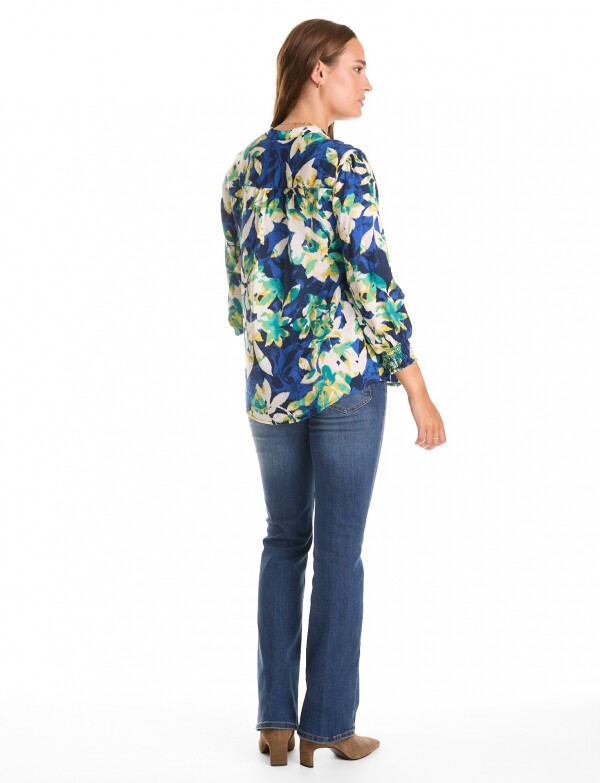 Blusa Plisada MULTI/AZUL