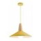 Lampara Colgante Metal Nordica Plato Deco Simil Madera Led Amarillo
