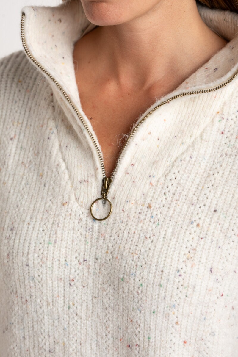 Sweater Texturado Cierre Beige Melange