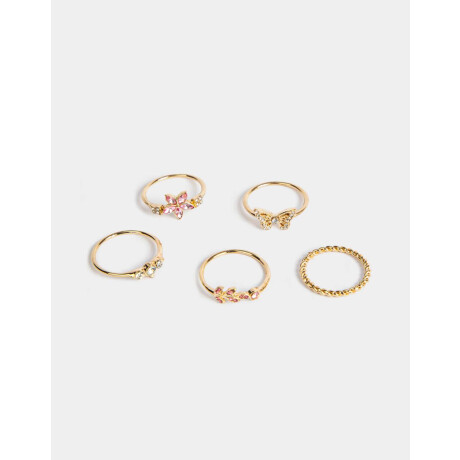 Set De Anillos De Metal Dorado