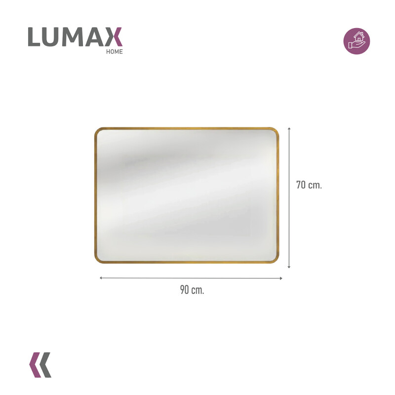 Espejo Horizontal Lumax Xindi Marco Rectangular 90 x 70cm Dorado
