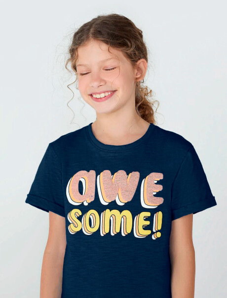 CAMISETA INFANTIL CON ESTAMPADA AZUL