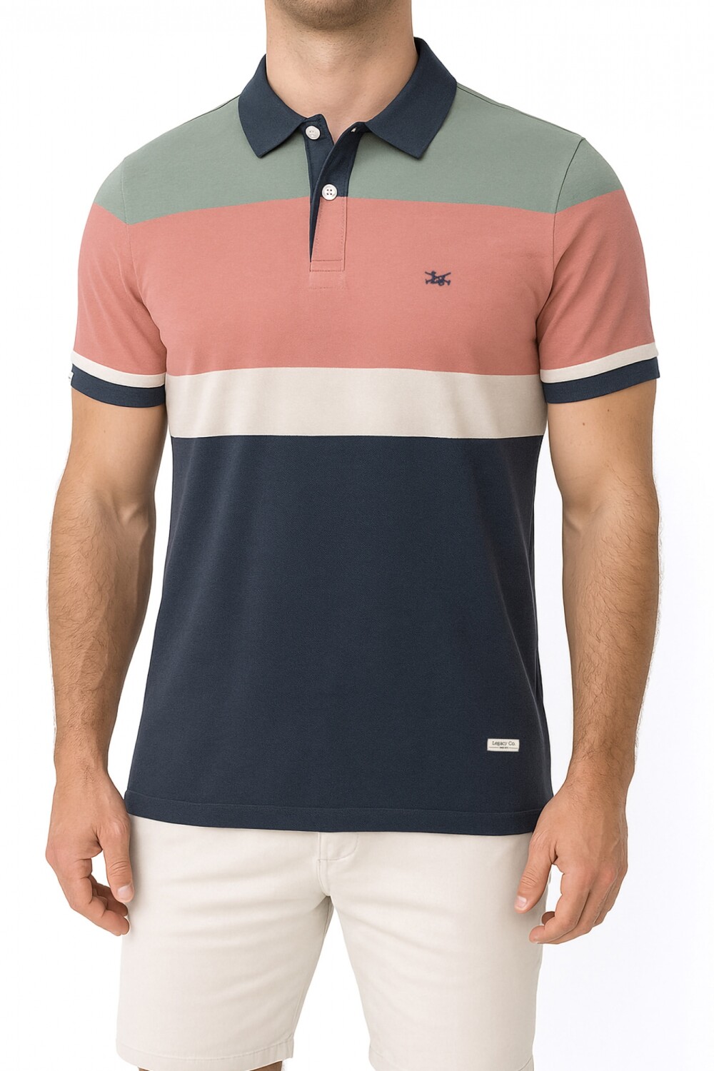 REMERA POLO RAYADA Coral