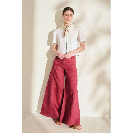 Pantalon Wide Xl Linen Ss26 Bordo