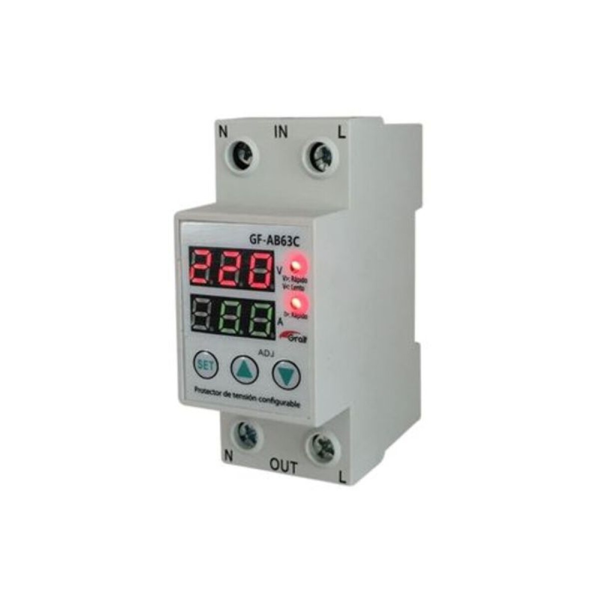 PROTECTOR DE TENSION Y CORRIENTE MONOFASICO CONFIG. GF-AB63C - GRALF 