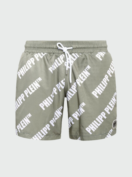 PHILIPP PLEIN - short de baño negro con calavera Verde