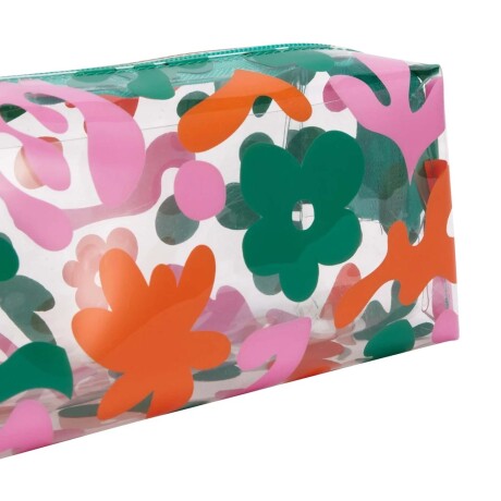 Cartuchera Estuche en PVC Diseño Floral p/ Lápices Lapiceras Verde