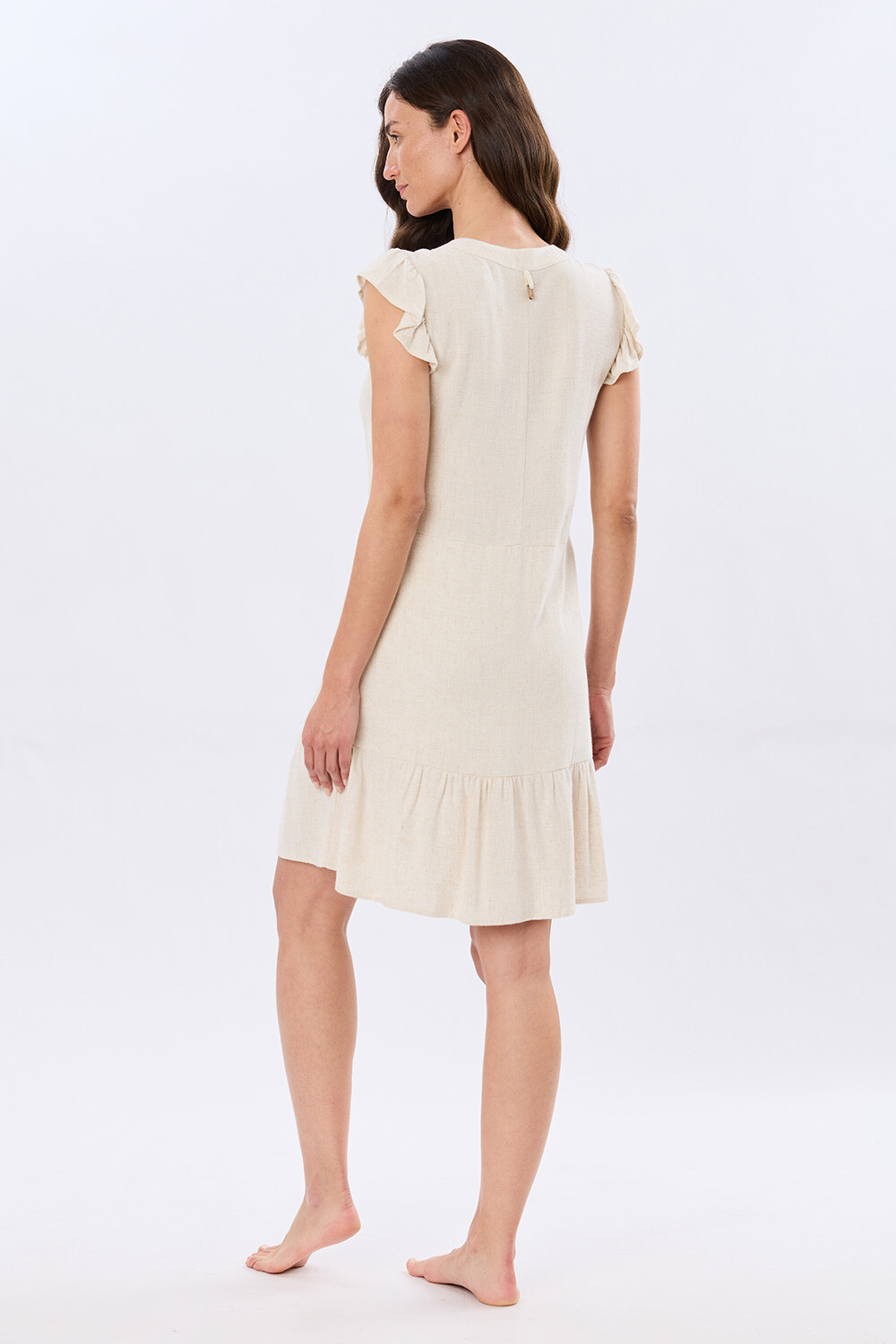 VESTIDO LISO DE LINO Arena
