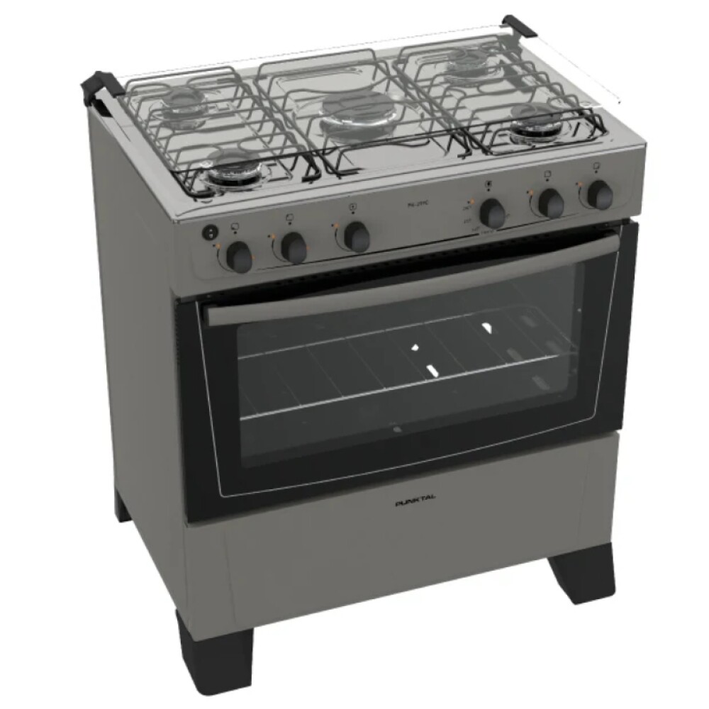 COCINA S/GAS - 5 HORNALLAS - GAS – ENCENDIDO - LUZ - MEGA LLAMA silver