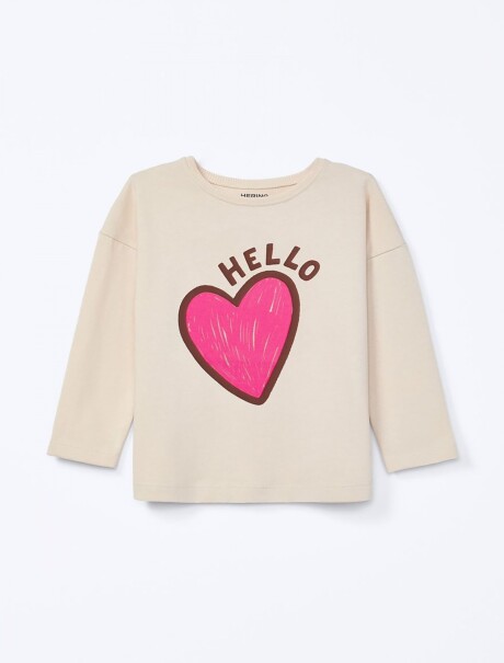 CAMISETA INFANTIL CON ESTAMPA BEIGE