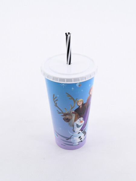 VASO CON SORBITO FROZEN AZUL