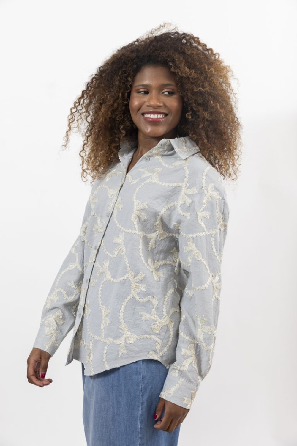 CAMISA LINO/ALGODON VIO CELESTE