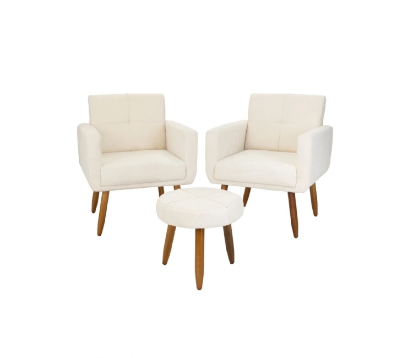 Conjunto Dallas 2 Poltronas+ Puff Beige 492 