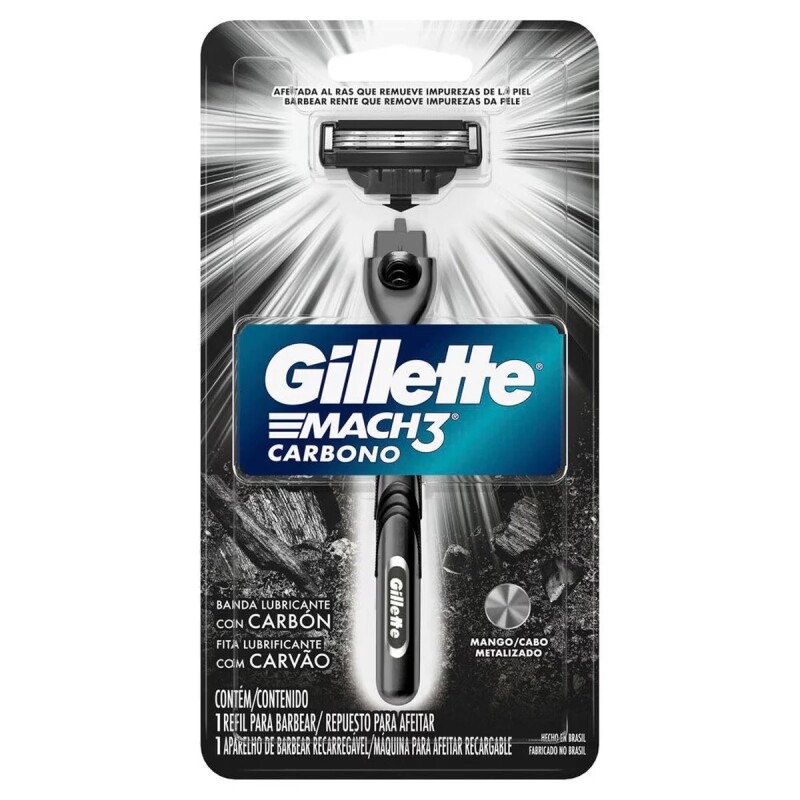 Afeitadora Gillette Mach 3 Carbon 1 Unidad Afeitadora Gillette Mach 3 Carbon 1 Unidad