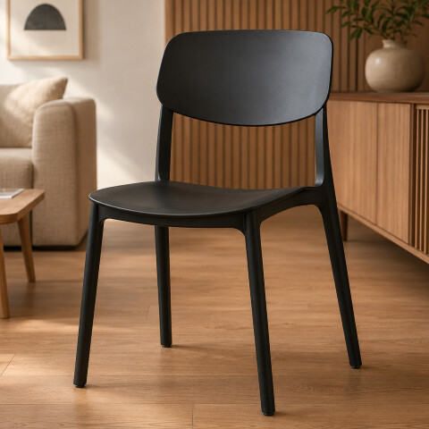 Silla Comedor X4 Combohome Venecia Polipropileno Premium Negro 1