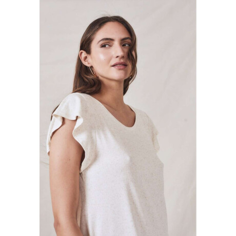 Vestido Algodon Lino Beige Melange