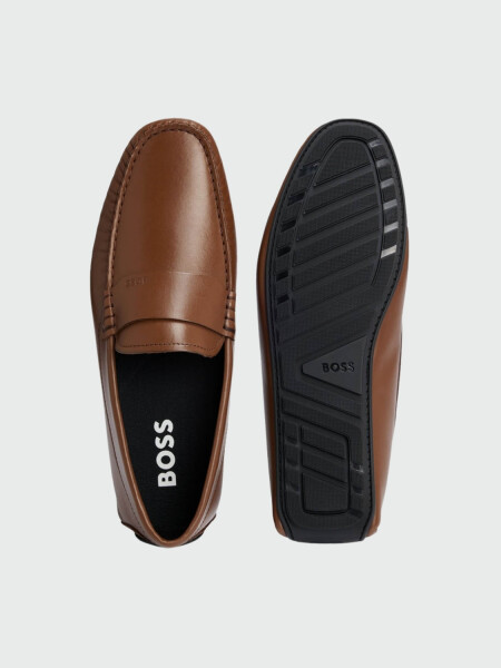 BOSS - Mocasines de cuero con logotipo grabado, NOEL 0