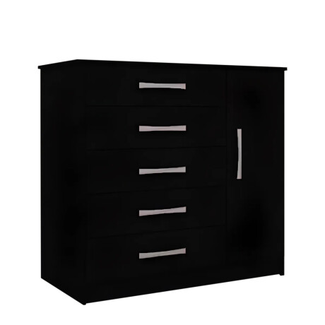 CÓMODA CAJONERA GUARDARROPA 5 CAJONES 1 PUERTA NEGRO