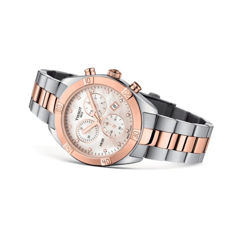 Reloj Tissot T1019172211600 PR 100 Sport Chic Chronograph para mujer de acero bicolor Reloj Tissot T1019172211600 Pr 100 Sport Chic Chronograph Para Mujer De Acero Bicolor