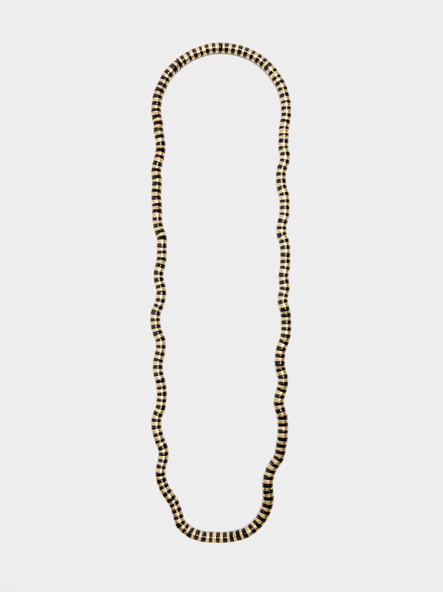 Collar Largo Cadena De Serpiente - negro 