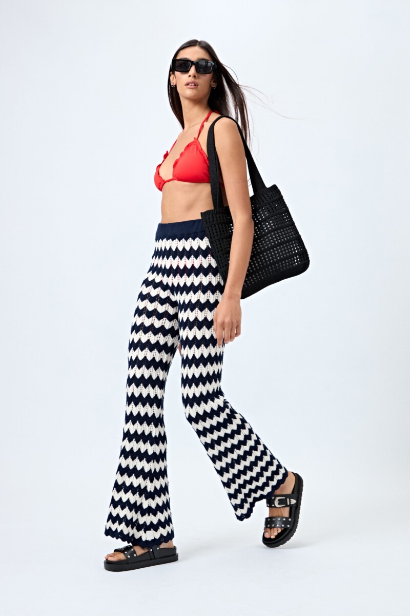 PANTALON AMBRA Blanco/Azul