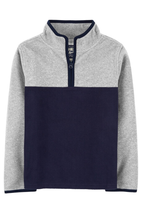 Buzo de polar con cierre un cuarto diseño bloques de color Sin color