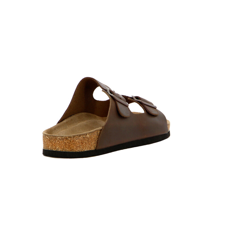 Country Sandalia Cuero Casual Caballero C/dos Tiras C/hebilla Suela Baja / Oliva Oliva