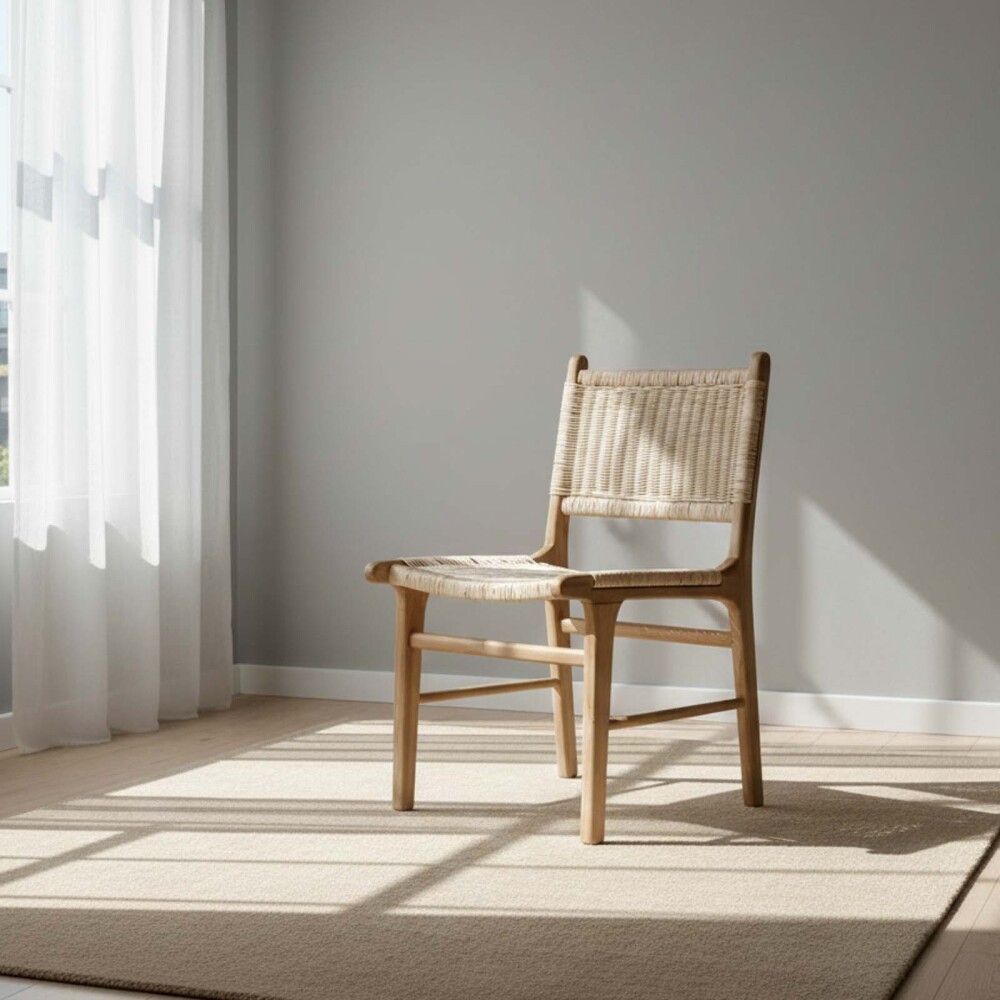 SILLA DE COMEDOR RATTAN-Y-MADERA NATURAL-BEIGE MILOS