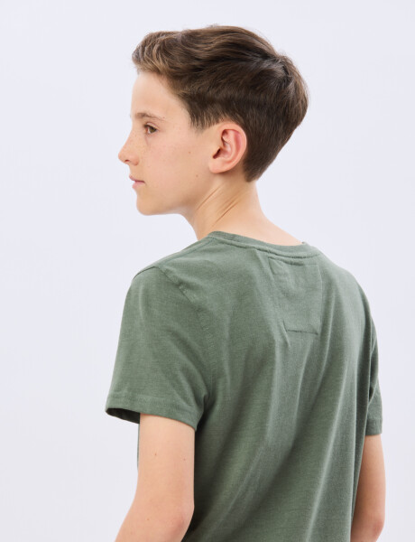 REMERA BÁSICA DE ALGODÓN Verde Melange