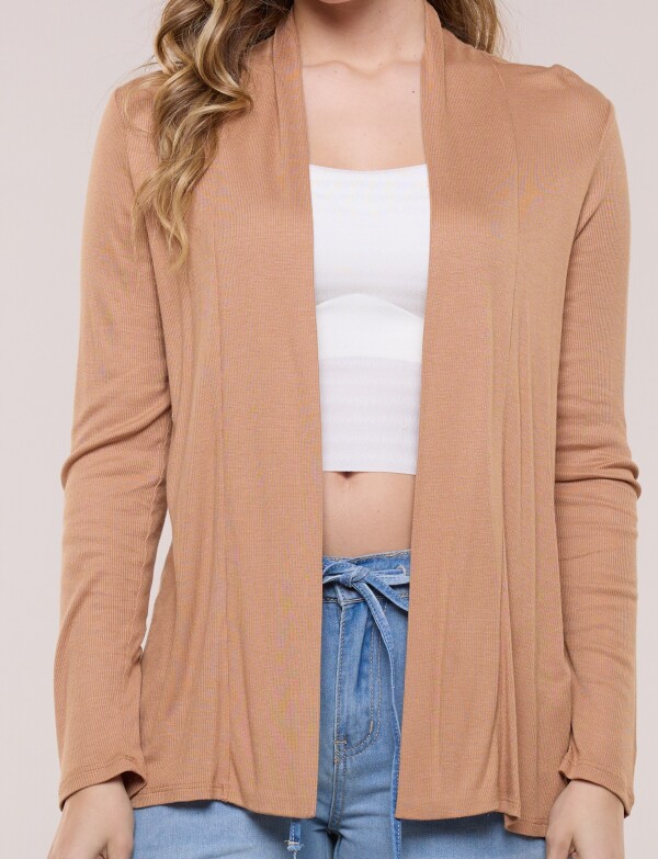 Cardigan De Punto Acanalado TOSTADO