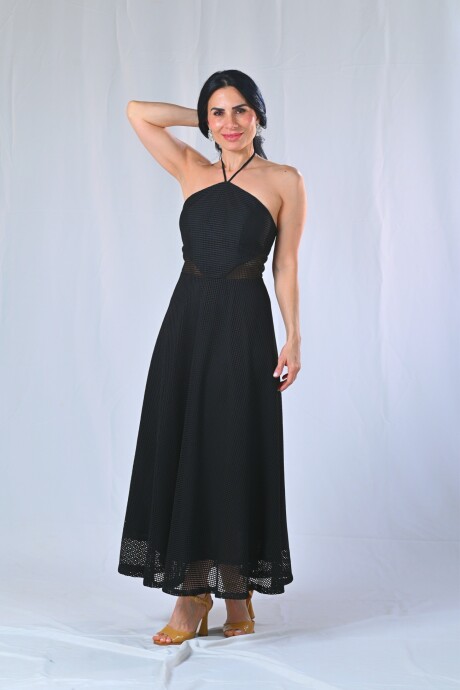 Vestido largo bordado Abril Negro