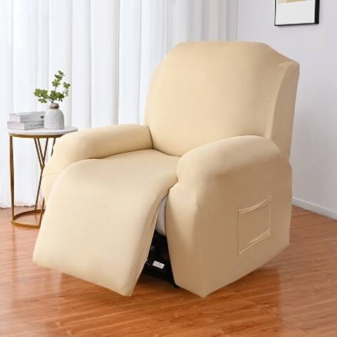 Funda sillon reclinable 1 cuerpo lisa crema