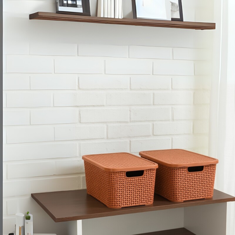 Caja simil ratán 7 lts MARRON
