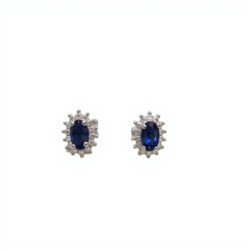 Caravanas Oval-Plata 925-Con Zirconia y Zafiro-CA4042 conpiedra