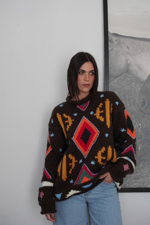 Sweater Gitano Lana Base Chocolate