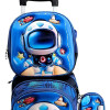 Mochila con carrito, lonchera y cartuchera. Astronauta
