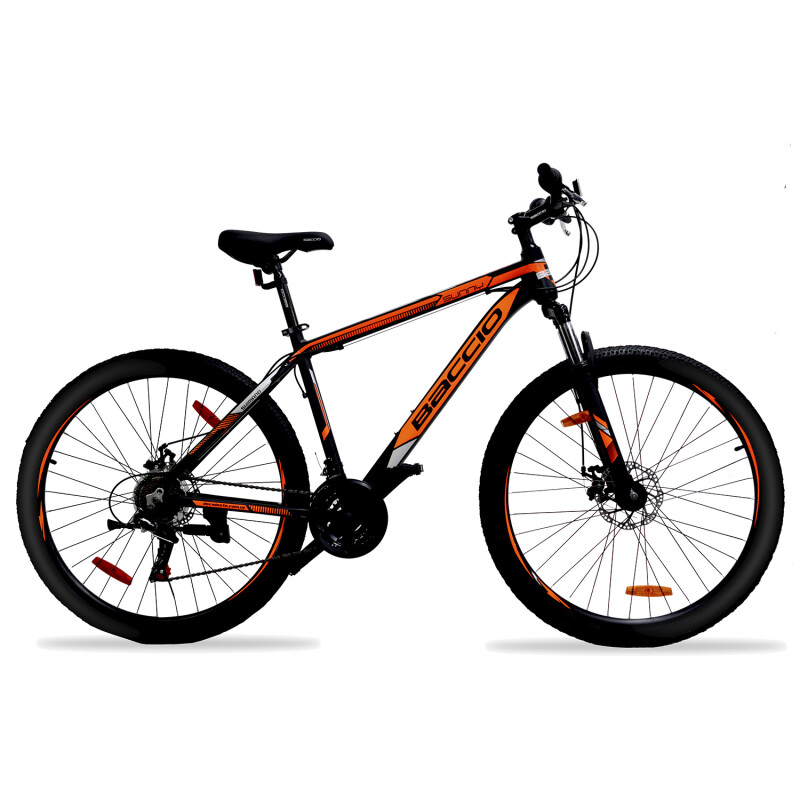 Bicicleta Baccio Sunny Montaña rodado 27.5 con 21 cambios y suspensión NEGRO NARANJA