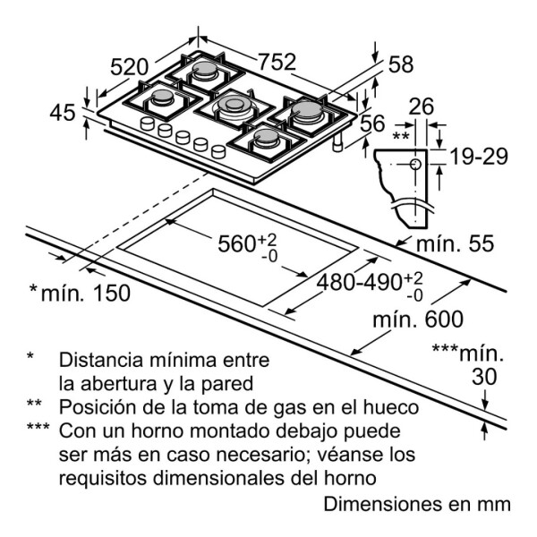 Anafe Supergas Gas Bosch Ppq7a6b90 ANAFE BOSCH SUPERGAS PPQ7A6B90