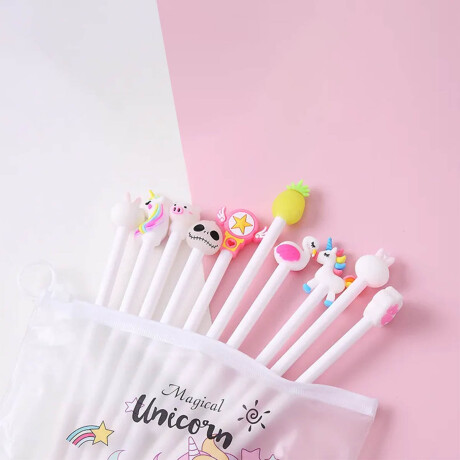 Set x 20 lapiceras Mochis Fibras Unicornio Estuche Esc005002-un